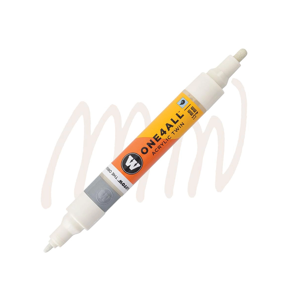 Molotow ONE4ALL Acryl Twin двустранен акрилен маркер, 1,5 + 4 мм, естествено бял